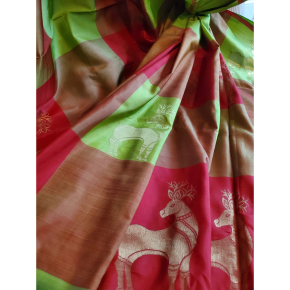 Women Pure Silk Designer Kanjivaram Saree Handloom Party Festive Wedding - Picture 11 of 16